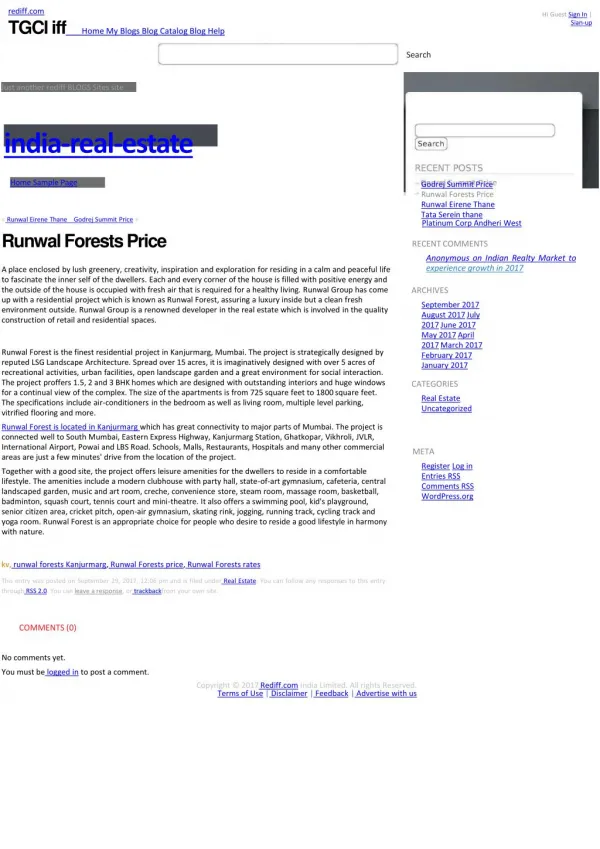 Runwal Forests Price