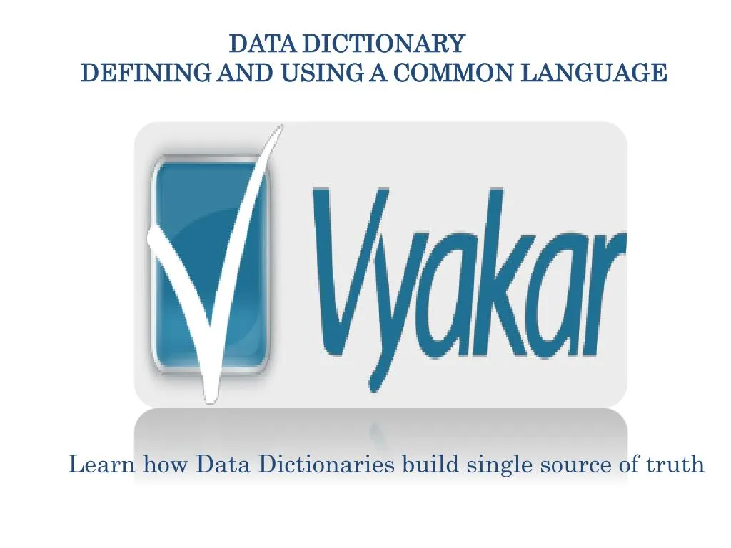data dictionary defining and using a common