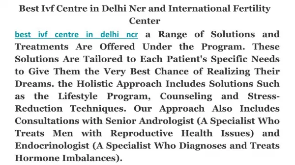 Best Ivf Centre in Delhi Ncr and International Fertility Center