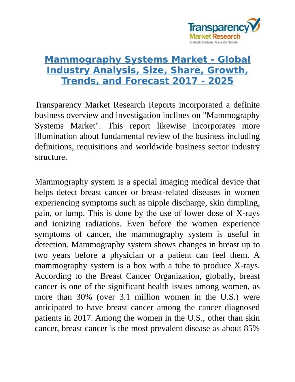 mammography systems market global industry