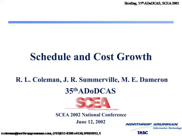 Schedule and Cost Growth