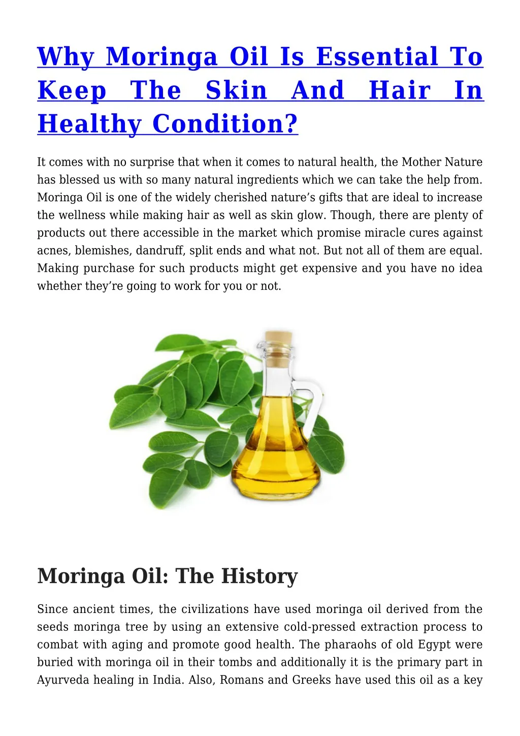 why moringa oil is essential to keep the skin