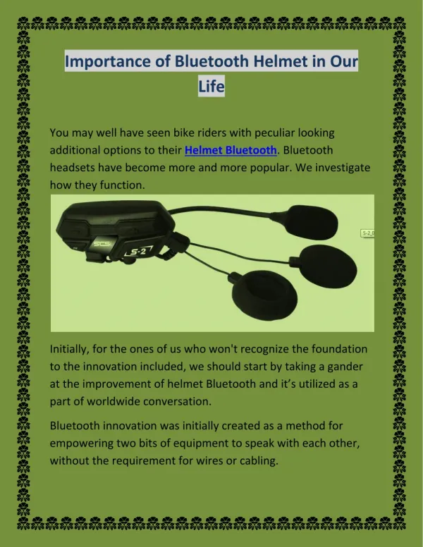 Importance of Bluetooth Helmet in Our Life