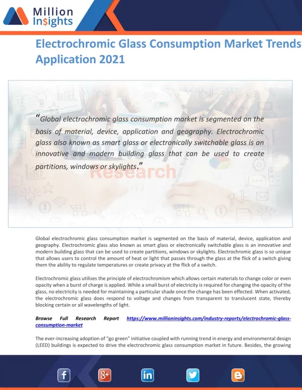 Global electrochromic glass consumption market