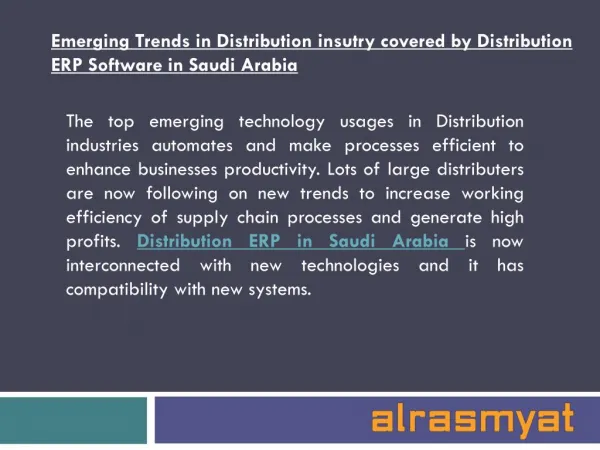 Emerging trends in Distribution industry followed by Distribution ERP Software in Saudi Arabia