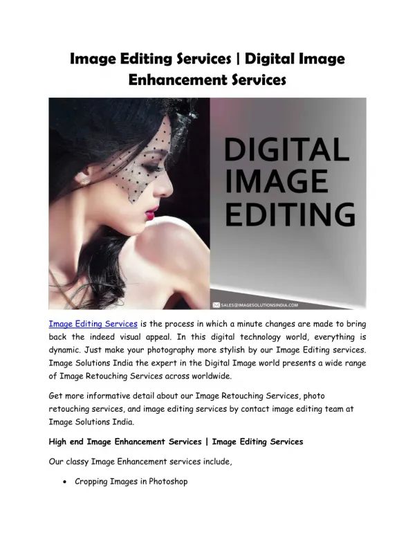 Image Editing Services | Digital Image Enhancement Services