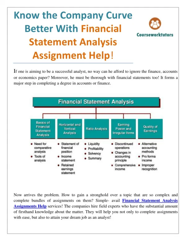 Know the Company Curve Better With Financial Statement Analysis Assignment Help
