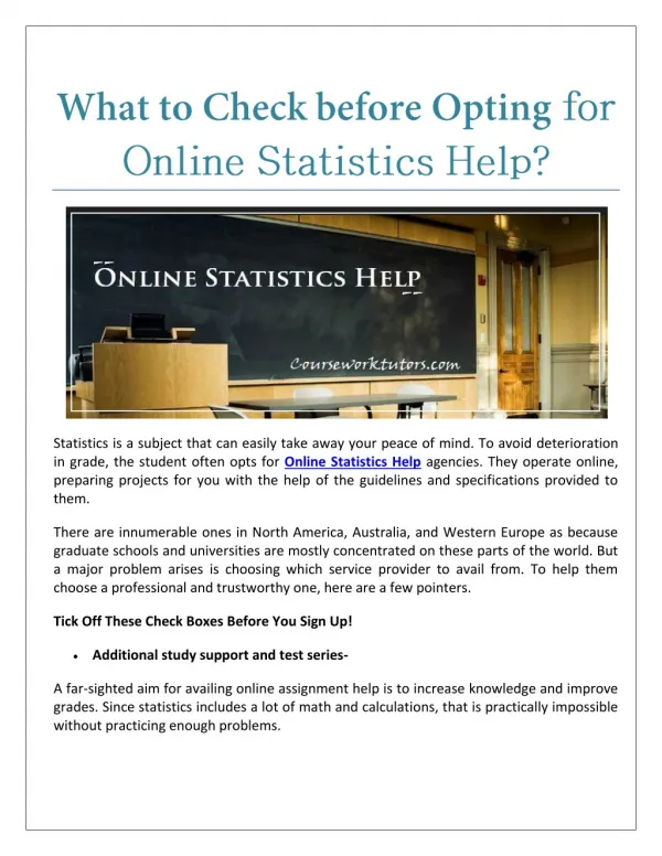What to Check before Opting for Online Statistics Help?