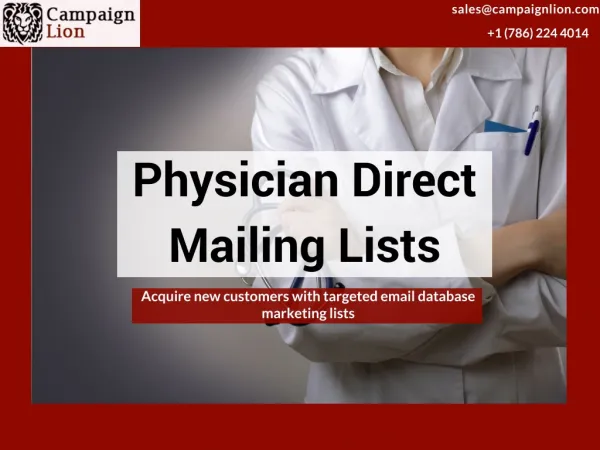 Physician Direct Mailing List| Physician Database | B2B Lists