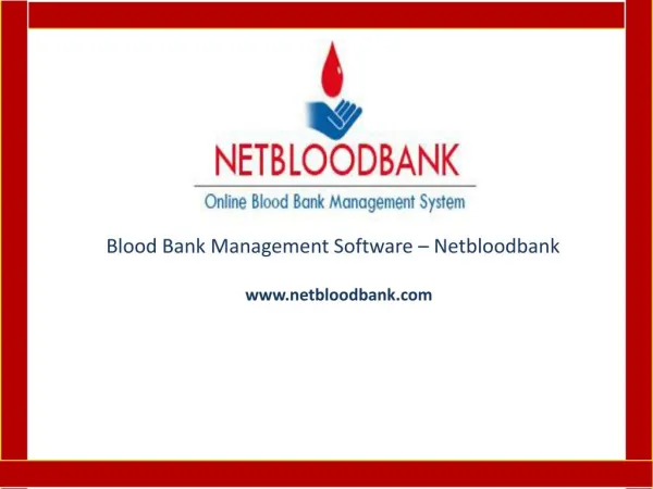 Blood Bank Management Software - Netbloodbank