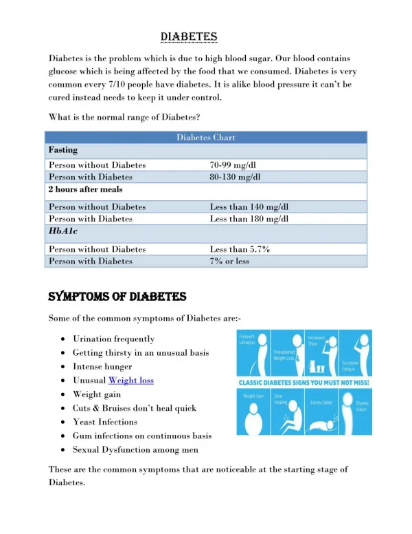 Diabetes : The Pros and Cons