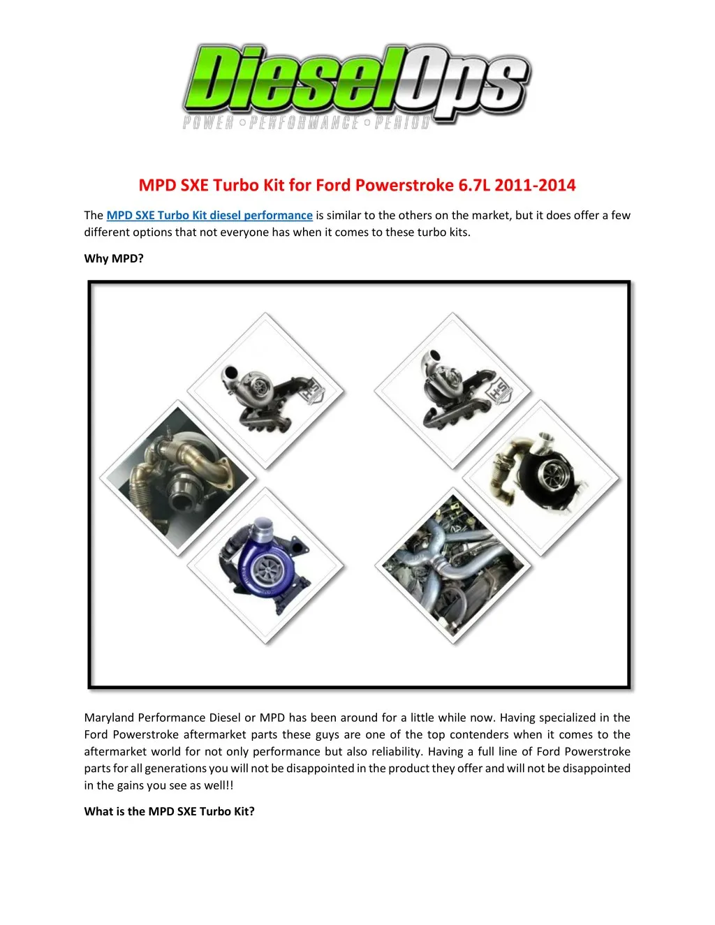 mpd sxe turbo kit for ford powerstroke 6 7l 2011