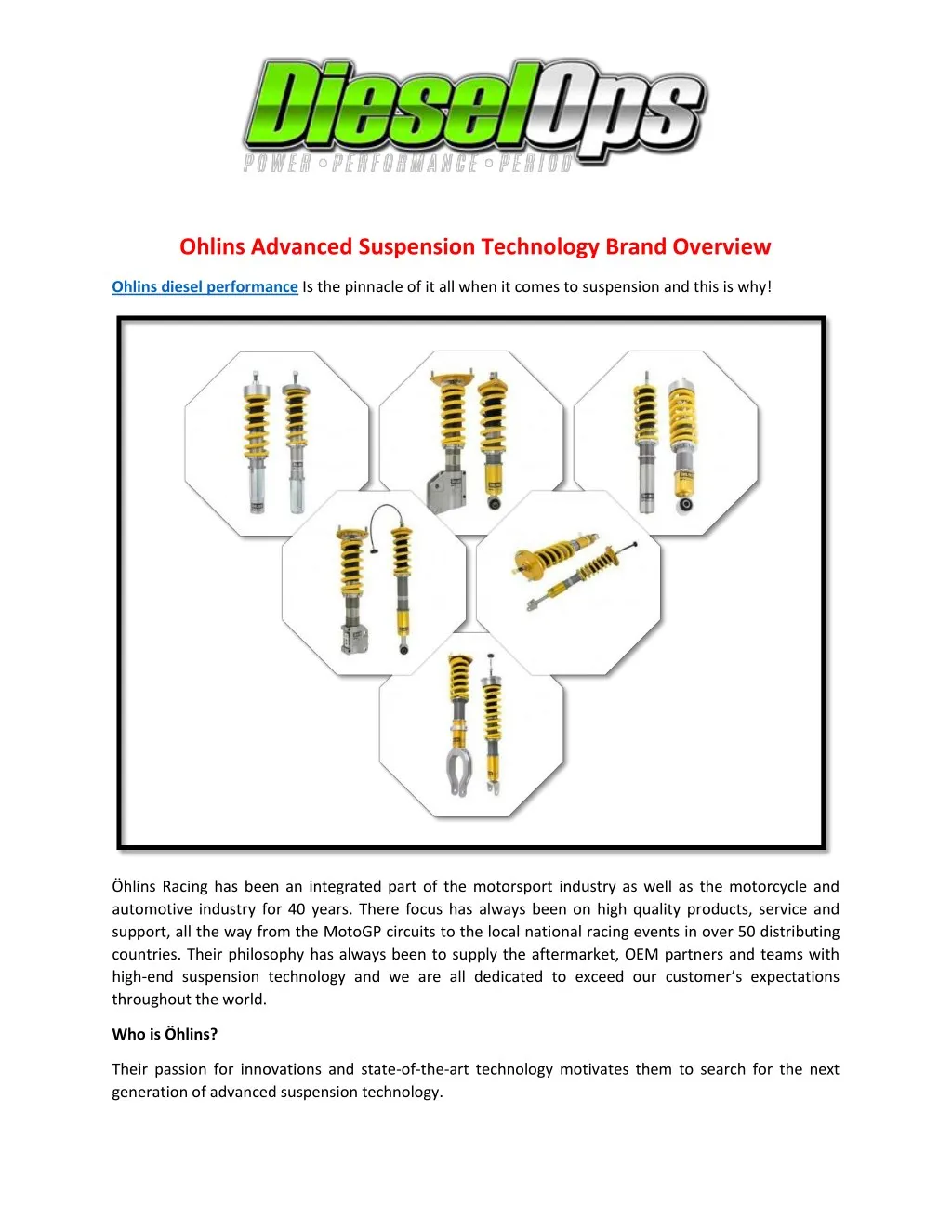 ohlins advanced suspension technology brand