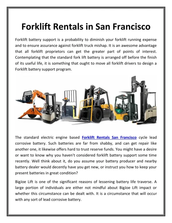 Forklift Rentals in San Francisco