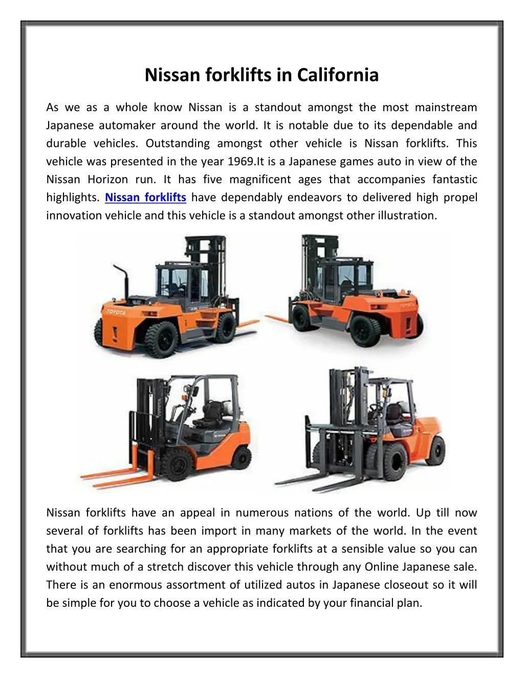 nissan forklifts in california