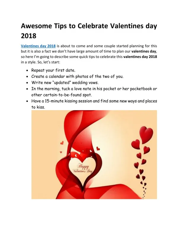 Awesome tips to celebrate valentines day 2018