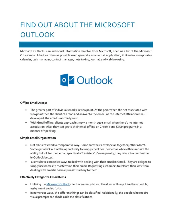 FIND OUT ABOUT THE MICROSOFT OUTLOOK