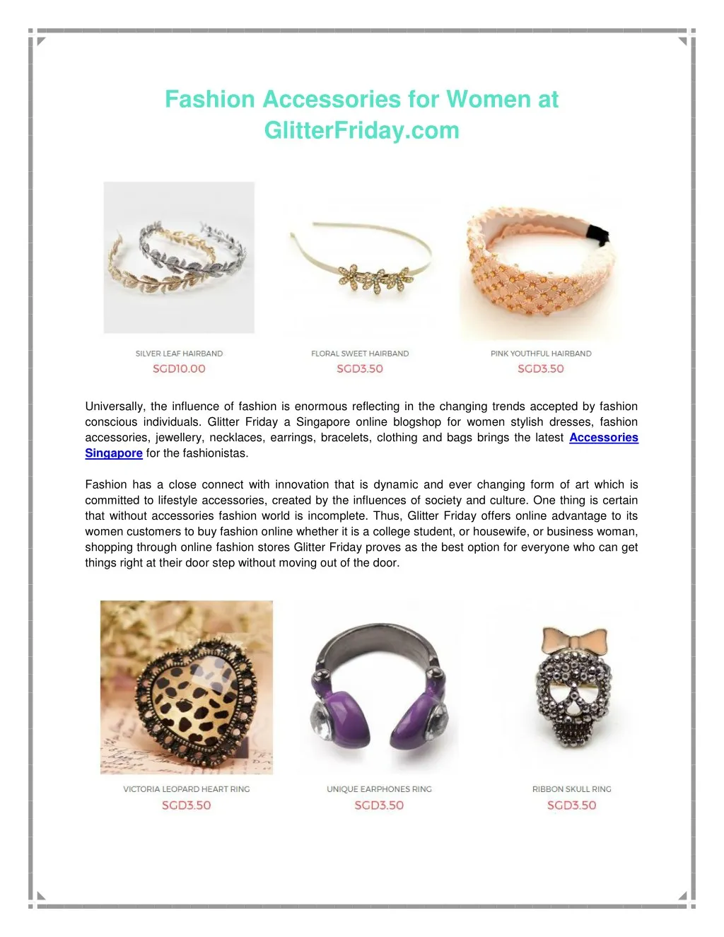 fashion accessories for women at glitterfriday com