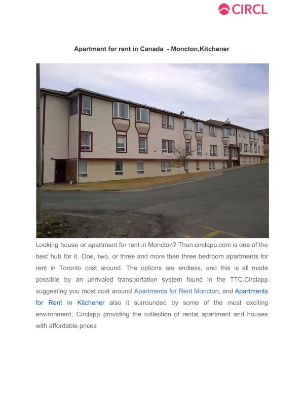 Apartment for rent in moncton,kitchener