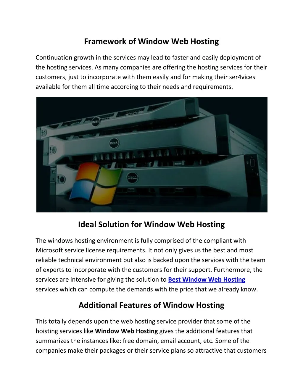 framework of window web hosting