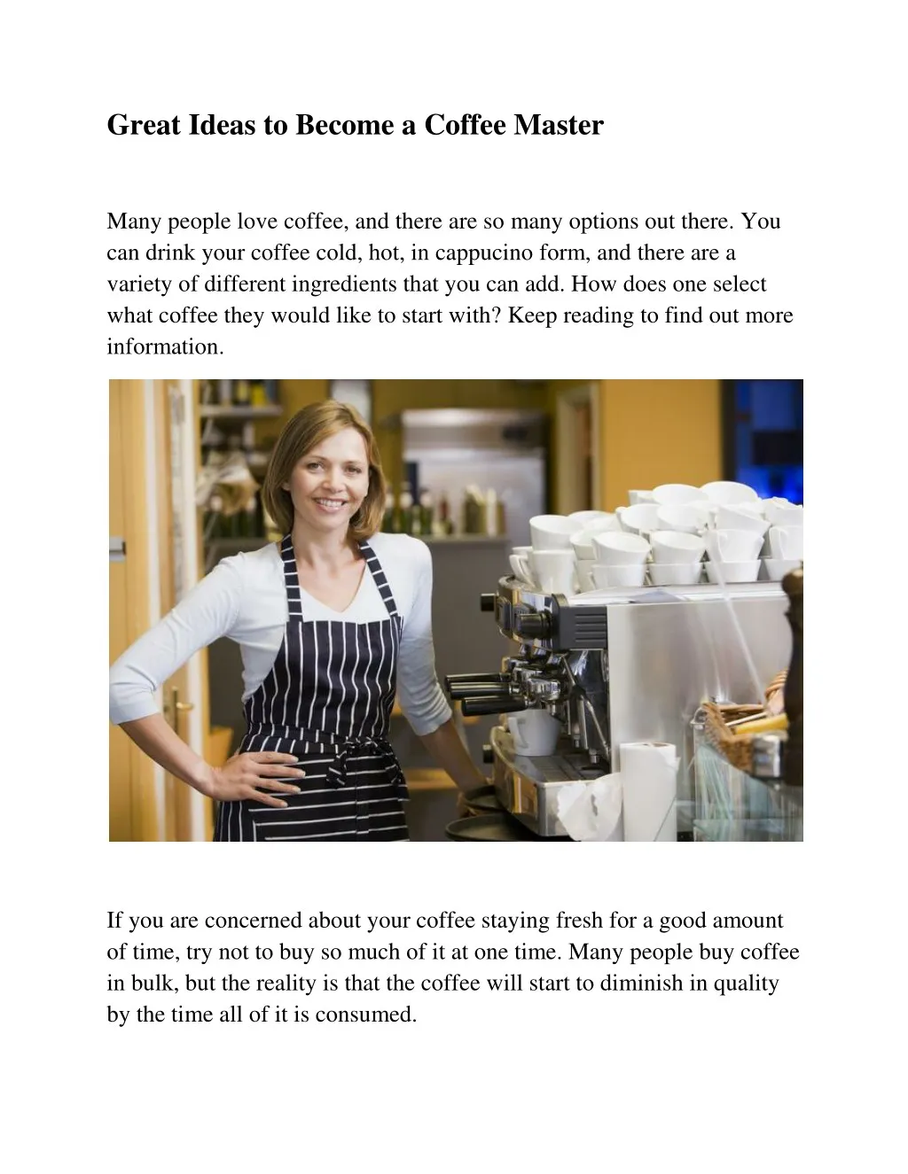 great ideas to become a coffee master