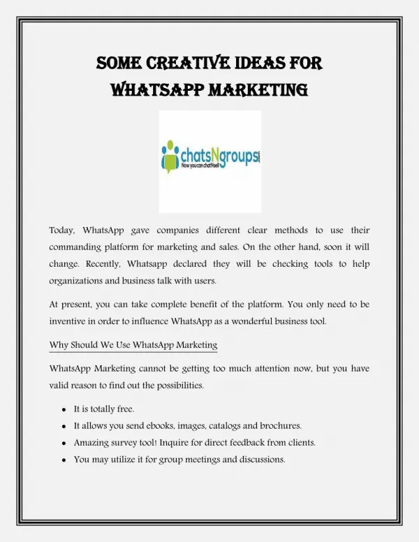 Some Creative Ideas for WhatsApp Marketing