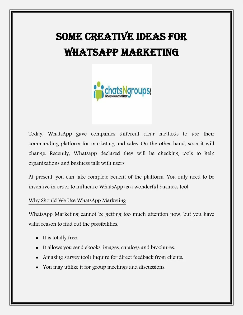 some cre some creativ whatsapp marketi whatsapp
