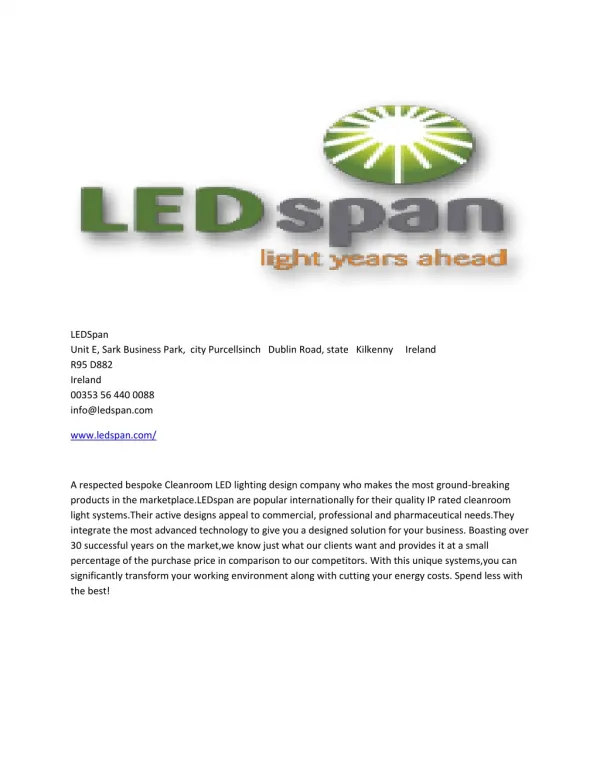 LED Span Cleanroom Led Lights