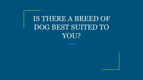 IS THERE A BREED OF DOG BEST SUITED TO YOU?