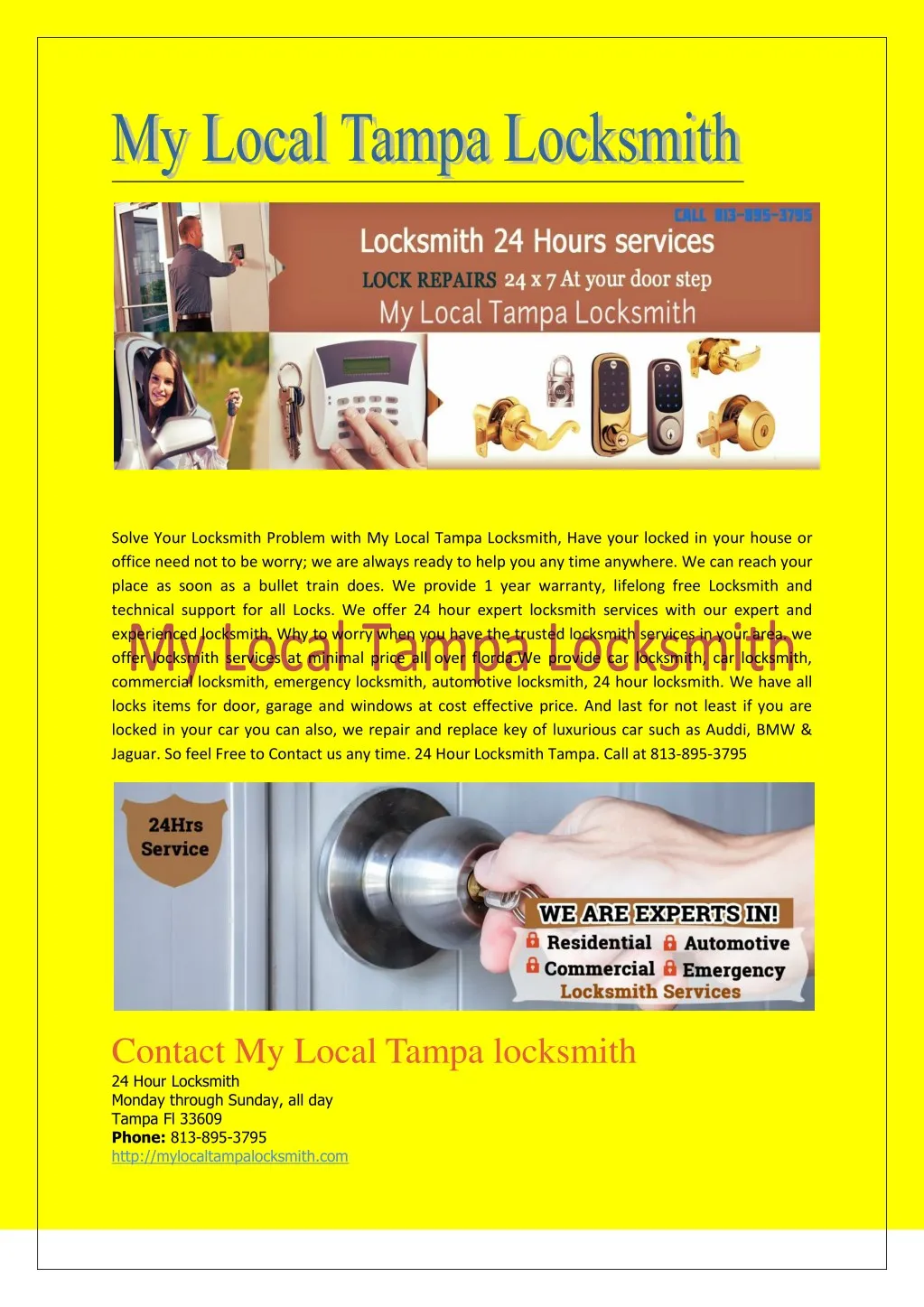 solve your locksmith problem with my local tampa