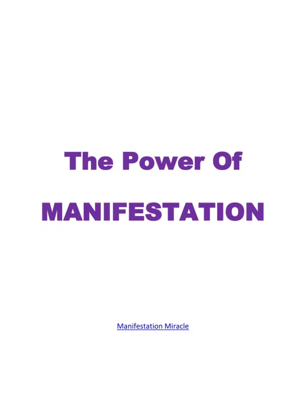 The Power Of Manifestation