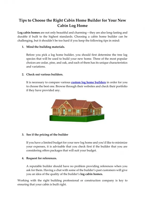 Tips to Choose the Right Cabin Home Builder for Your New Cabin Log Home