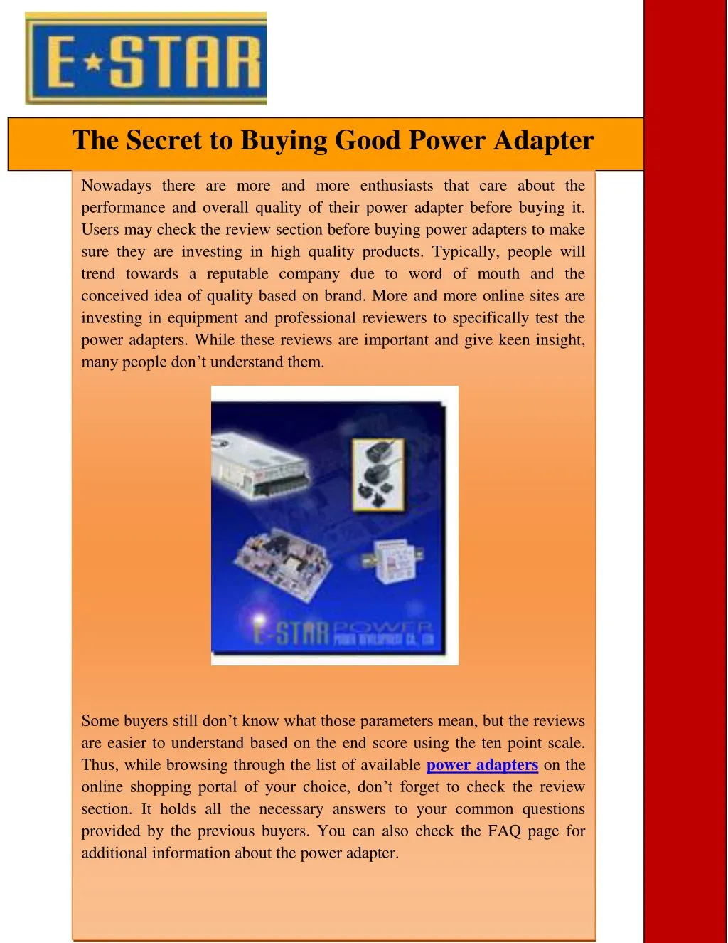 the secret to buying good power adapter