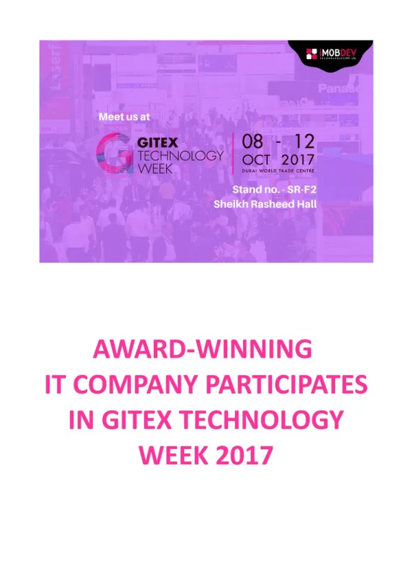 iMOBDEV @ GITEX Dubai 2017 for serving Web & Mobile solutions & Services