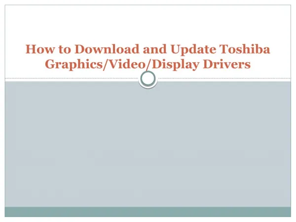 How to download and update toshiba graphics video display drivers