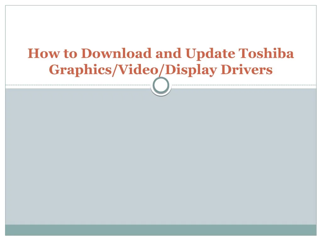 how to download and update toshiba graphics video