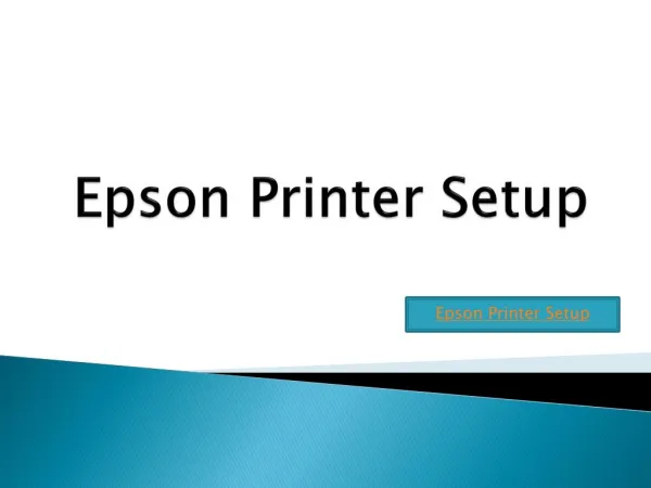 Epson Printer Setup