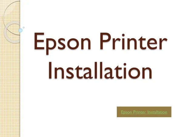 Epson Printer Installation