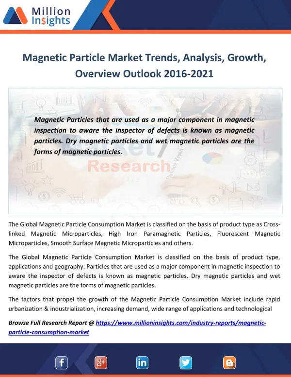 Magnetic Particle Market Segmentation, Opportunities, Trends & Future Scope to 2021