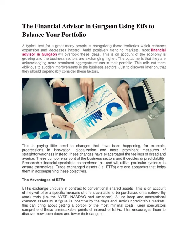 The Financial Advisor in Gurgaon Using Etfs to Balance Your Portfolio