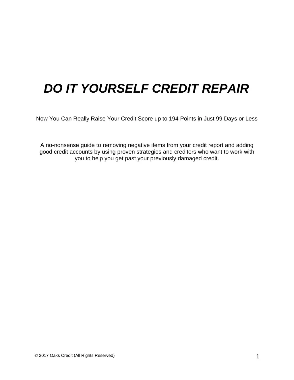 do it yourself credit repair