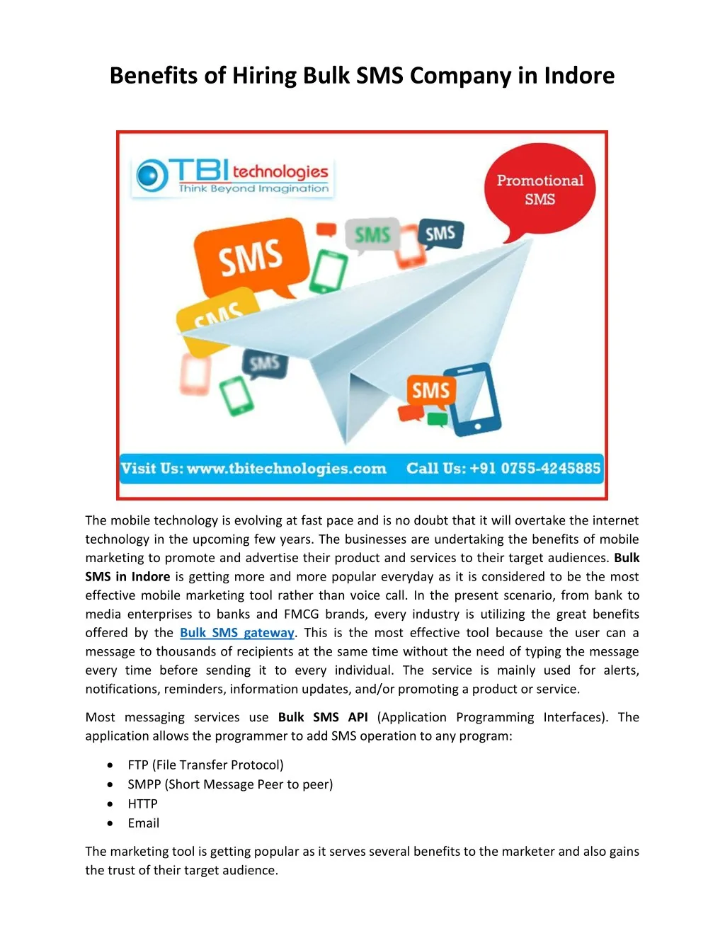 benefits of hiring bulk sms company in indore