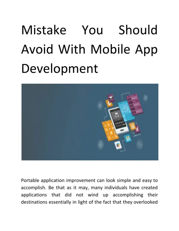 Mistake You Should Avoid With Mobile App Development