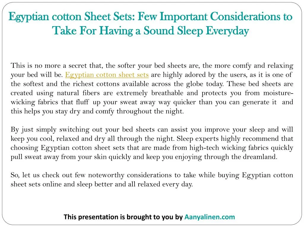 egyptian cotton sheet sets few important