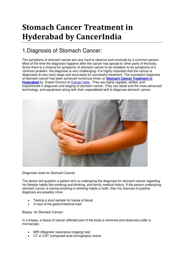 Gastrointestinal Cancer Treatment Doctor in Hyderabad