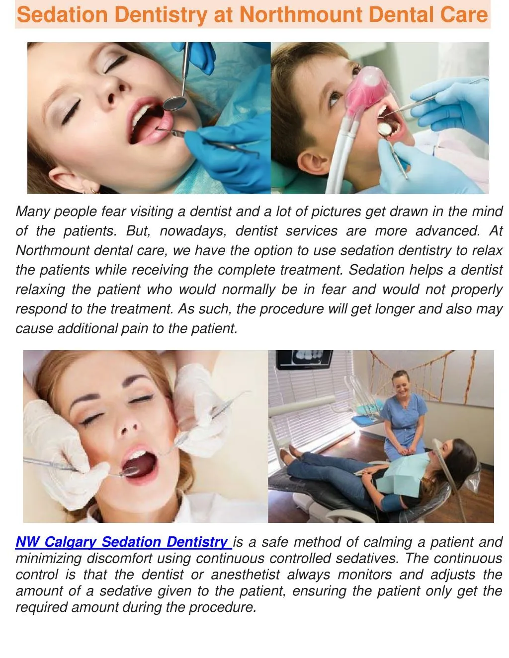 sedation dentistry at northmount dental care