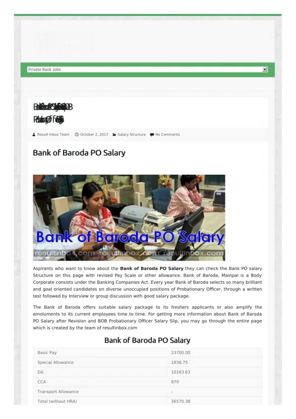 Bank of Baroda PO Salary