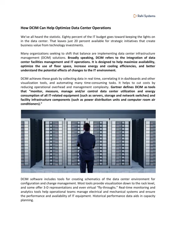 DCIM For Optimizing Data Center Operations | Rahi Systems