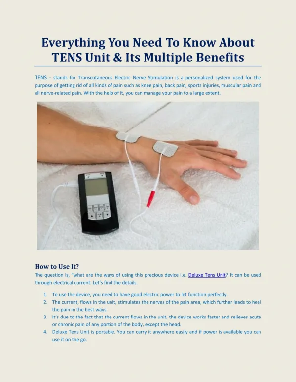 Everything You Need to know About TENS Unit & Its Multiple Benefits