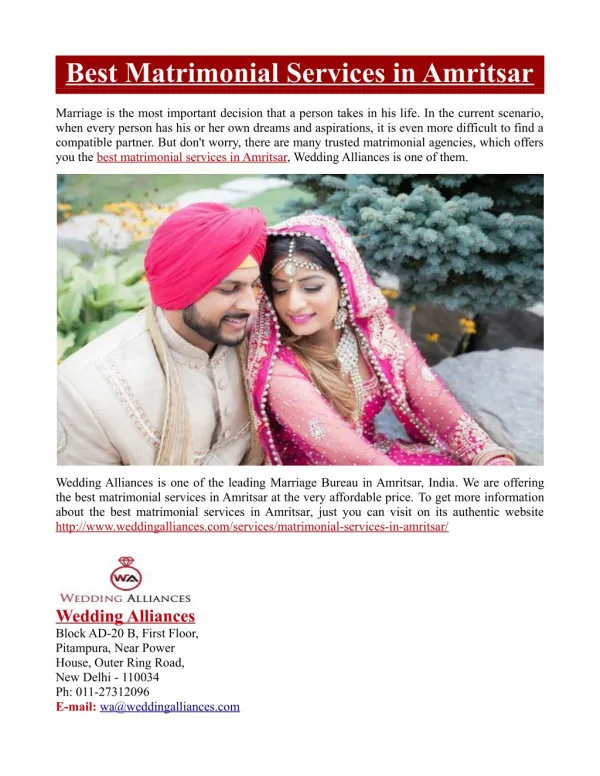 Best Matrimonial Services in Amritsar